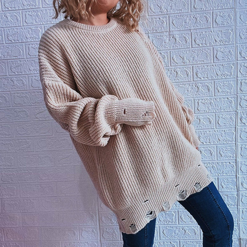 Kvinnors avslappnad oversized tröja med strukturerad stickad design Mirla-Eva Jonsson