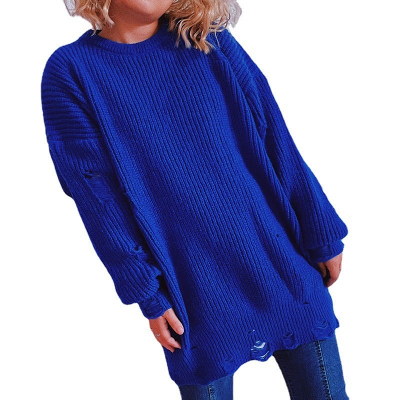 Kvinnors avslappnad oversized tröja med strukturerad stickad design Mirla-Eva Jonsson