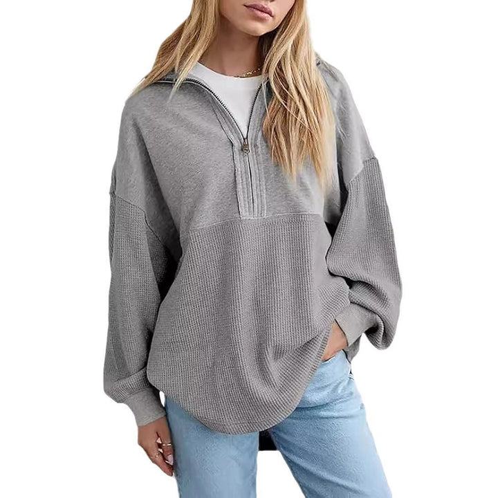 Kvinnors avslappnad pullover med dragkedja och lös passform Mirla-Eva Jonsson