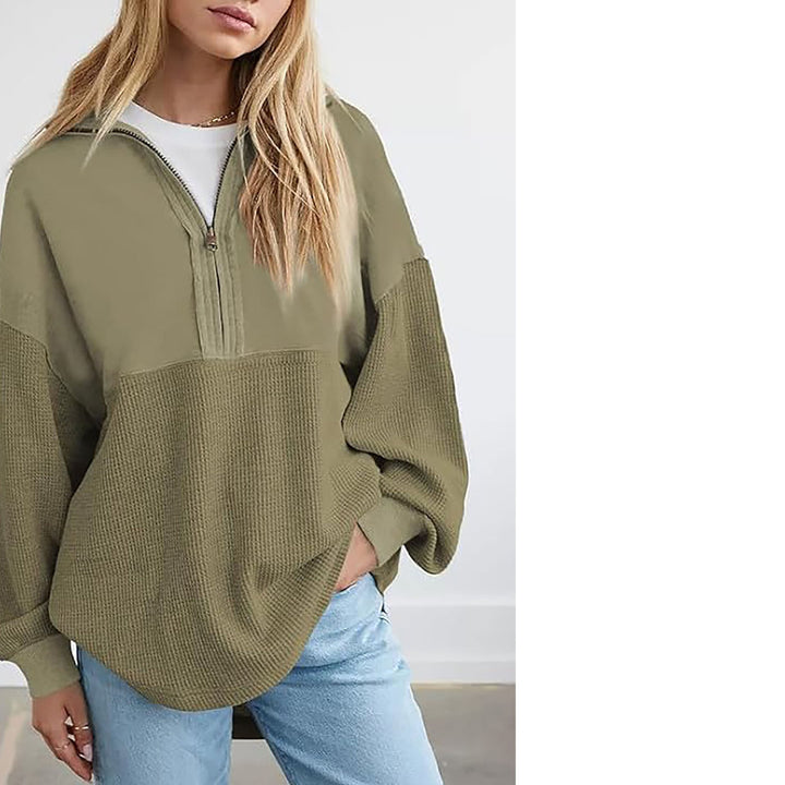 Kvinnors avslappnad pullover med dragkedja och lös passform Mirla-Eva Jonsson