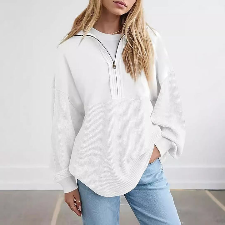 Kvinnors avslappnad pullover med dragkedja och lös passform Mirla-Eva Jonsson