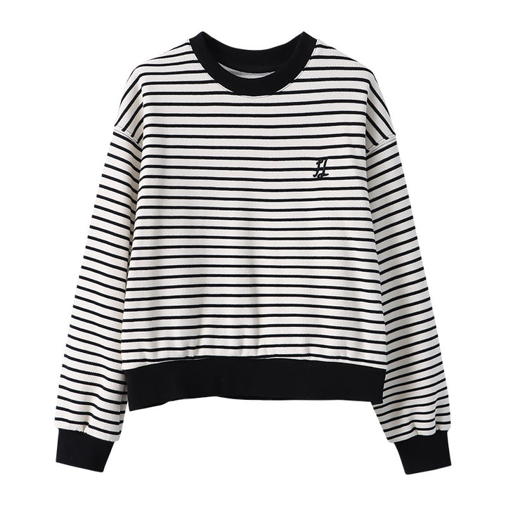 Kvinnors avslappnad rundhalsad sweatshirt med ränder Mirla-Eva Jonsson