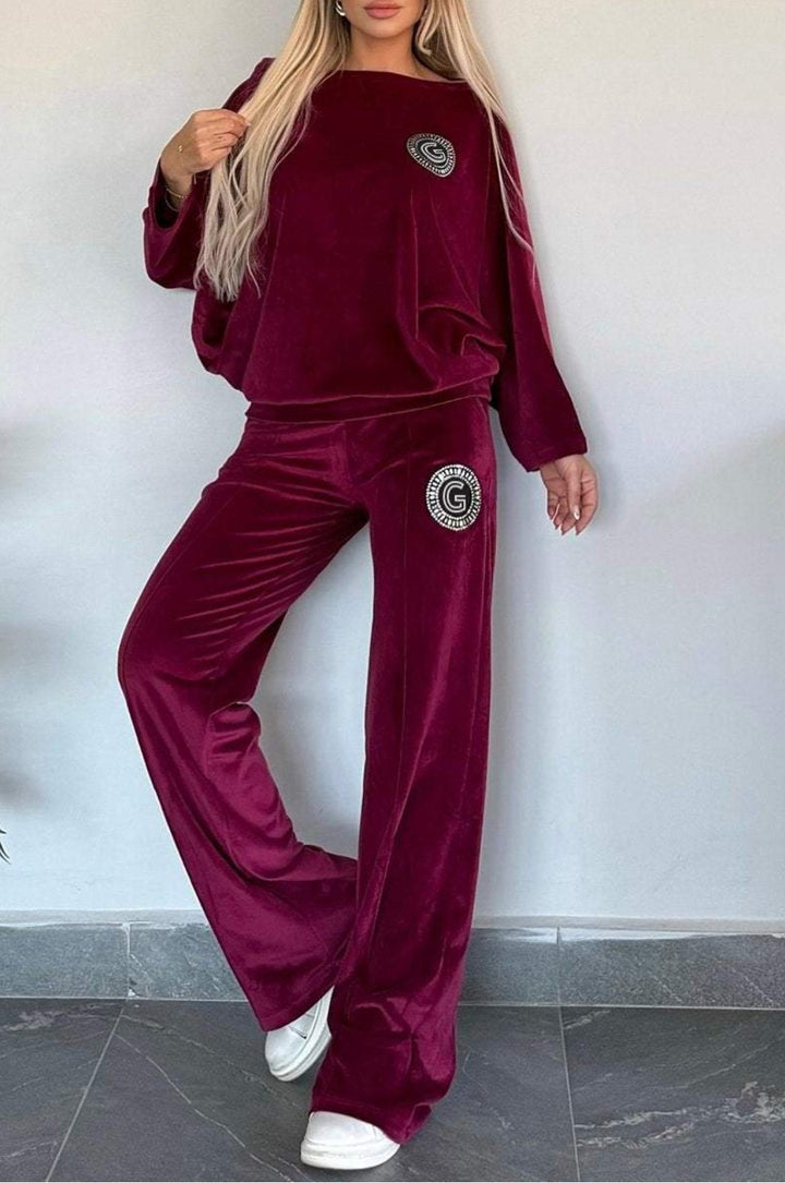 Kvinnors avslappnad sammet loungewear set med mjuk skärning Mirla-Eva Jonsson