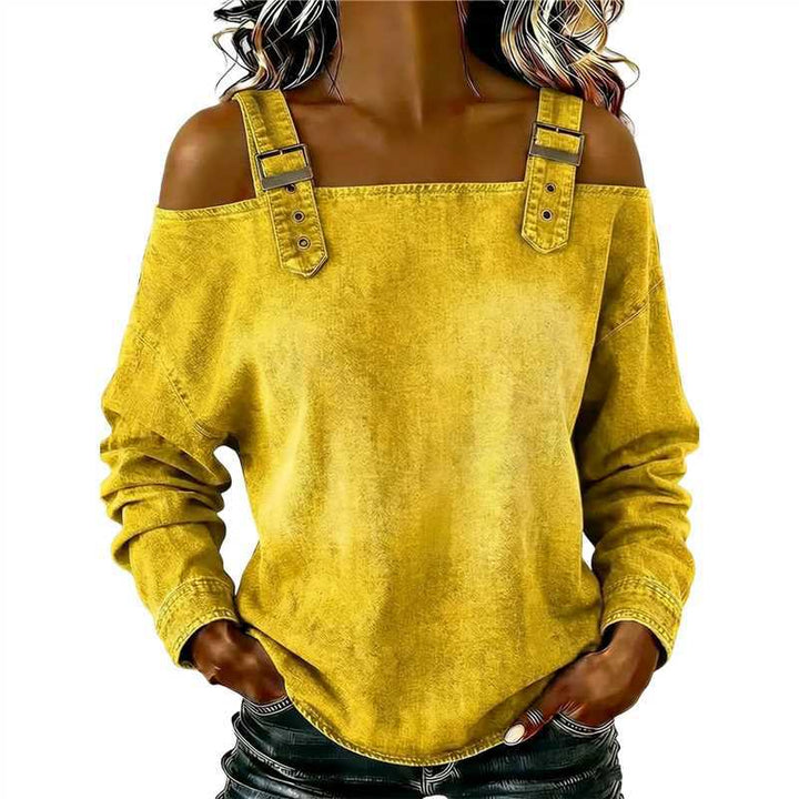 Kvinnors avslappnad sweatshirt med dekorativa axeldetaljer Mirla-Eva Jonsson