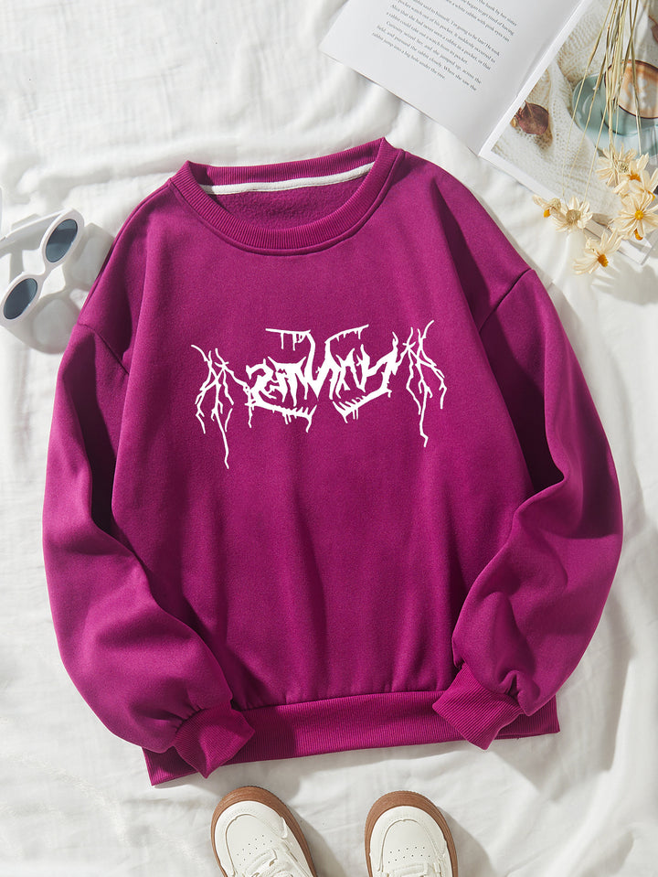 Kvinnors avslappnad sweatshirt med modern grafisk design Mirla-Eva Jonsson
