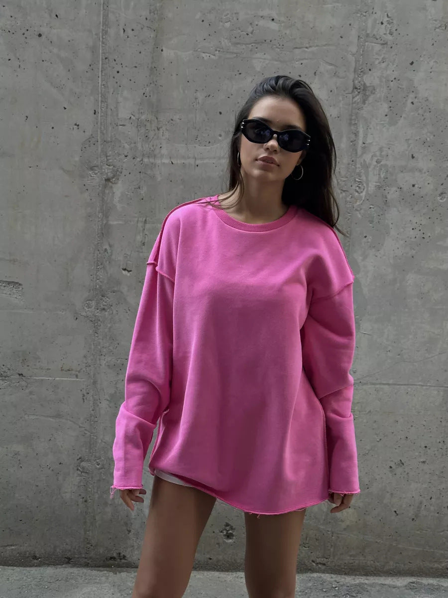 Kvinnors avslappnad sweatshirt med oversized passform och rullade ärmar Mirla-Eva Jonsson