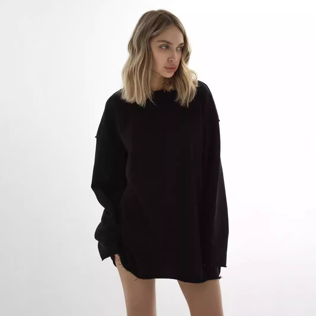 Kvinnors avslappnad sweatshirt med oversized passform och rullade ärmar Mirla-Eva Jonsson