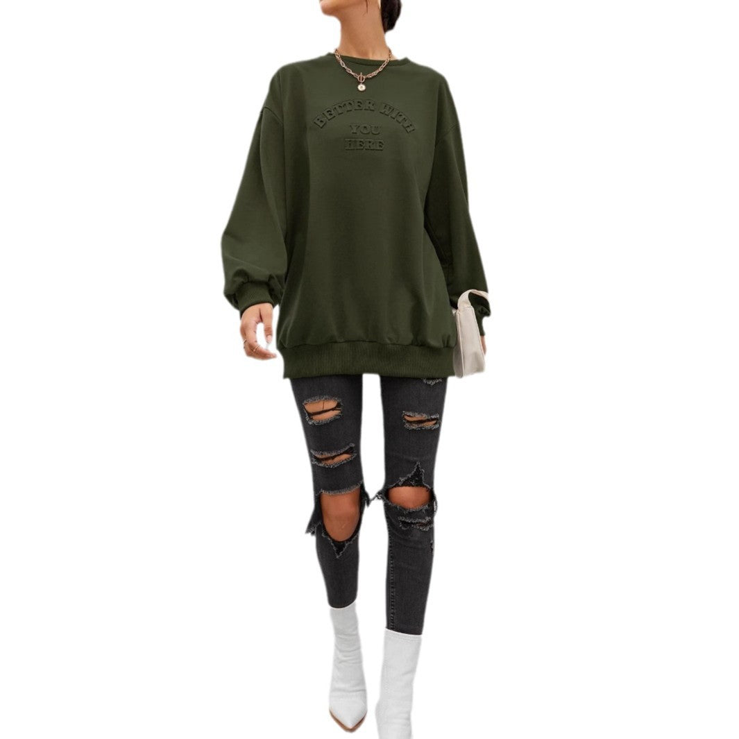 Kvinnors avslappnad sweatshirt med prägling lettering Mirla-Eva Jonsson