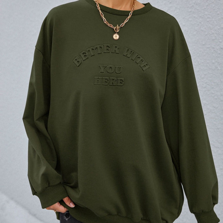 Kvinnors avslappnad sweatshirt med prägling lettering Mirla-Eva Jonsson
