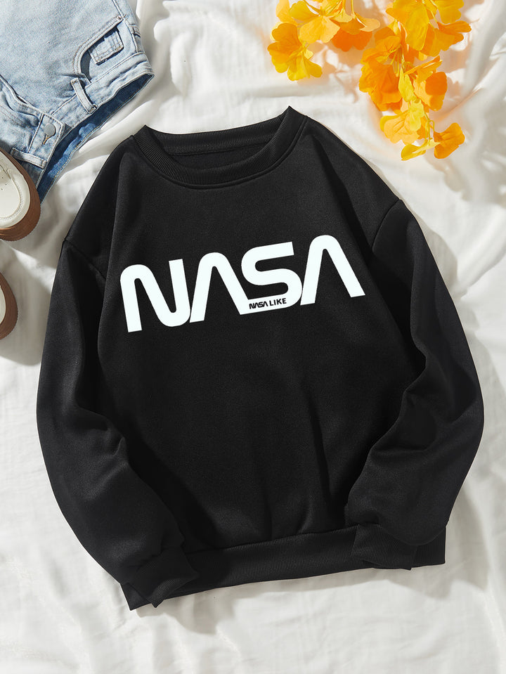 Kvinnors avslappnad sweatshirt med stort NASA-logotyp Mirla-Eva Jonsson