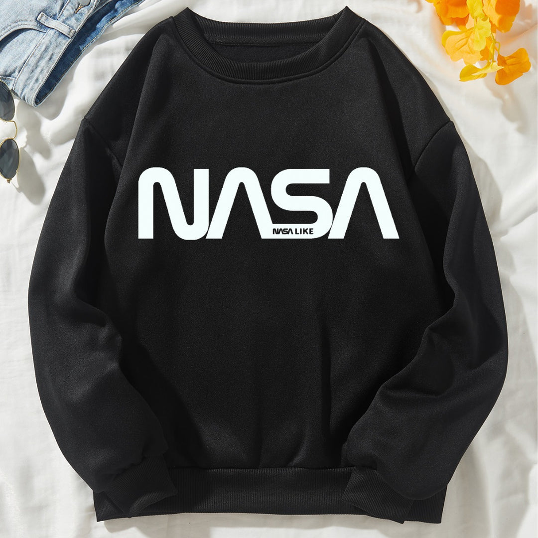 Kvinnors avslappnad sweatshirt med stort NASA-logotyp Mirla-Eva Jonsson