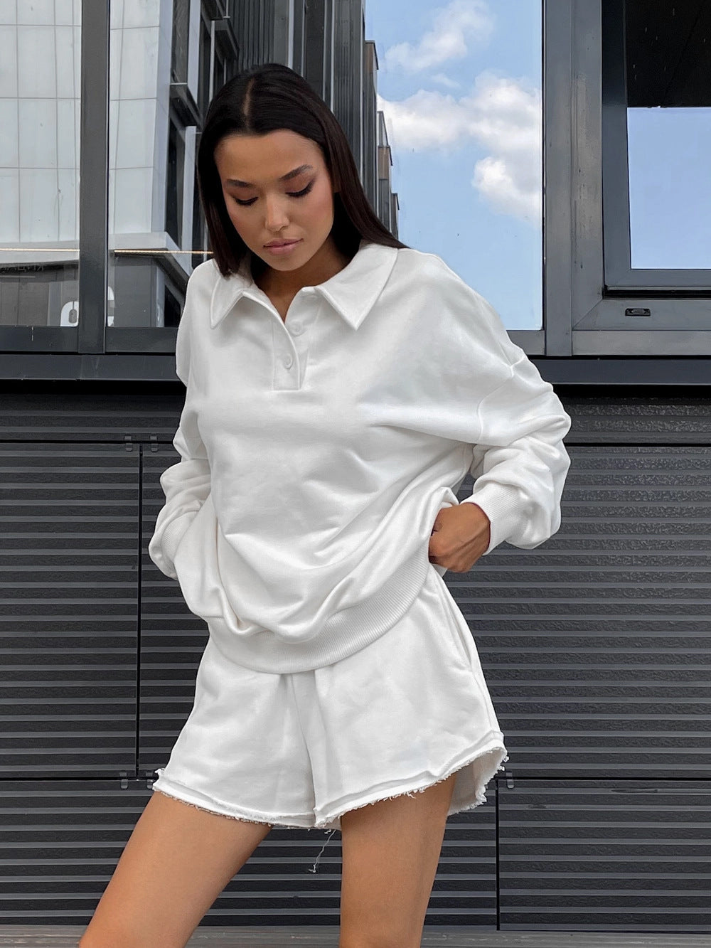 Kvinnors avslappnad sweatshirt och shorts set Mirla-Eva Jonsson