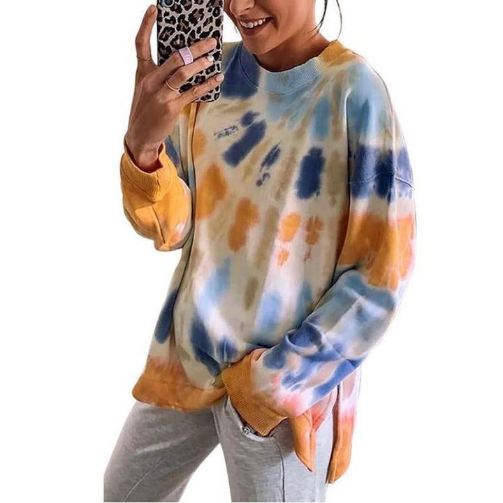 Kvinnors avslappnad tie-dye sweatshirt med oversized skärning och bekväm rund halsringning Mirla-Eva Jonsson