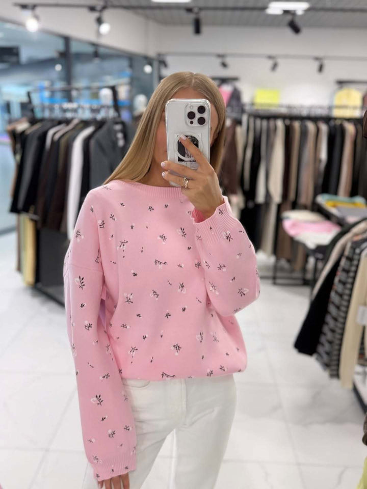 Kvinnors avslappnad tröja med blommönster Mirla-Eva Jonsson