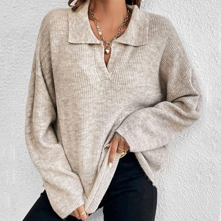 Kvinnors avslappnad tröja med texturerat ribbdesign Mirla-Eva Jonsson