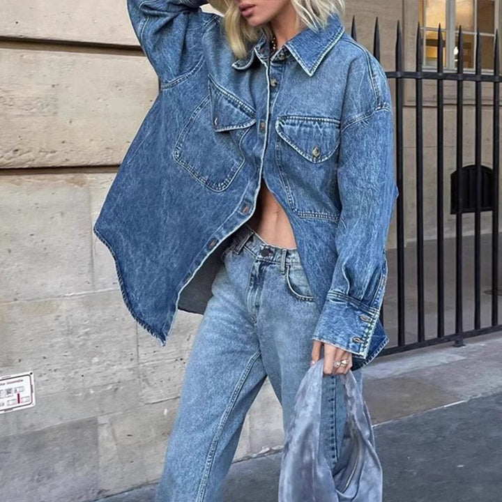 Kvinnors avslappnad ytterjacka gjord av högkvalitativ denim Mirla-Eva Jonsson