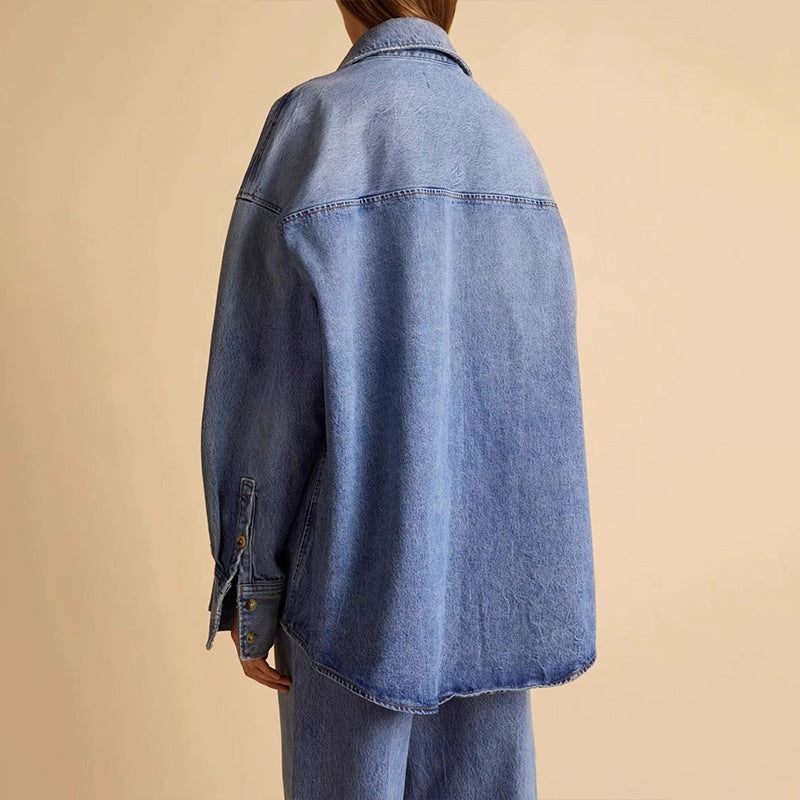 Kvinnors avslappnad ytterjacka gjord av högkvalitativ denim Mirla-Eva Jonsson