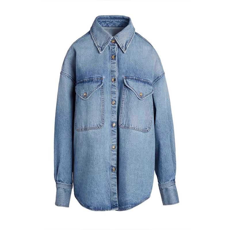 Kvinnors avslappnad ytterjacka gjord av högkvalitativ denim Mirla-Eva Jonsson