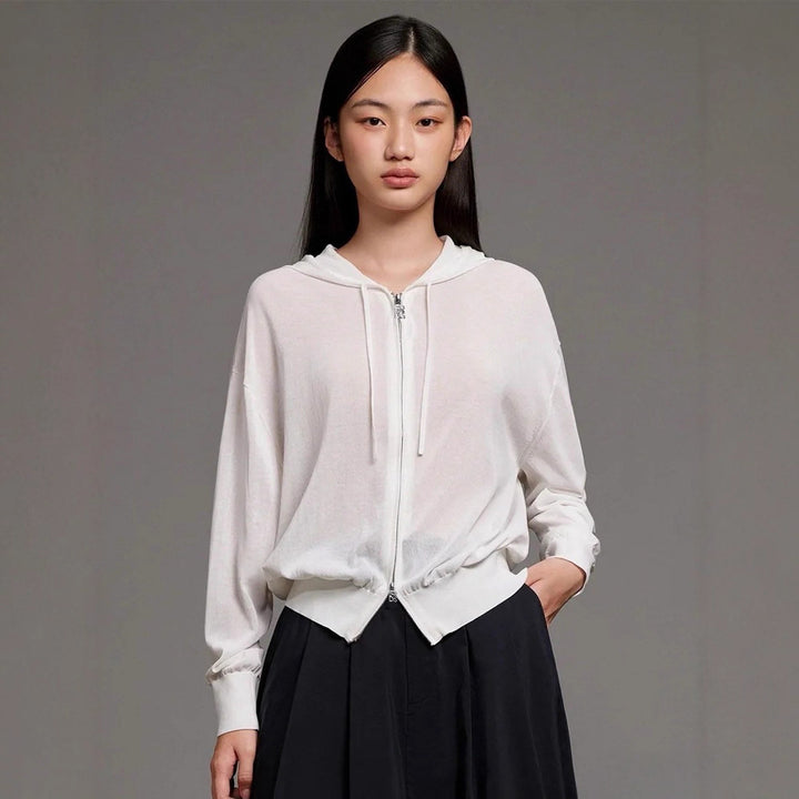 Kvinnors avslappnad zip hoodie med elastisk midja och lös passform Mirla-Eva Jonsson