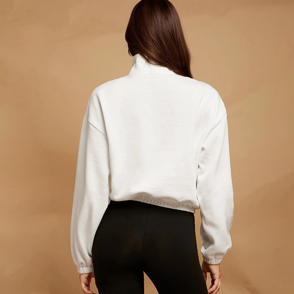 Kvinnors avslappnad zip hoodie med känguruficka och elastisk nederkant Mirla-Eva Jonsson