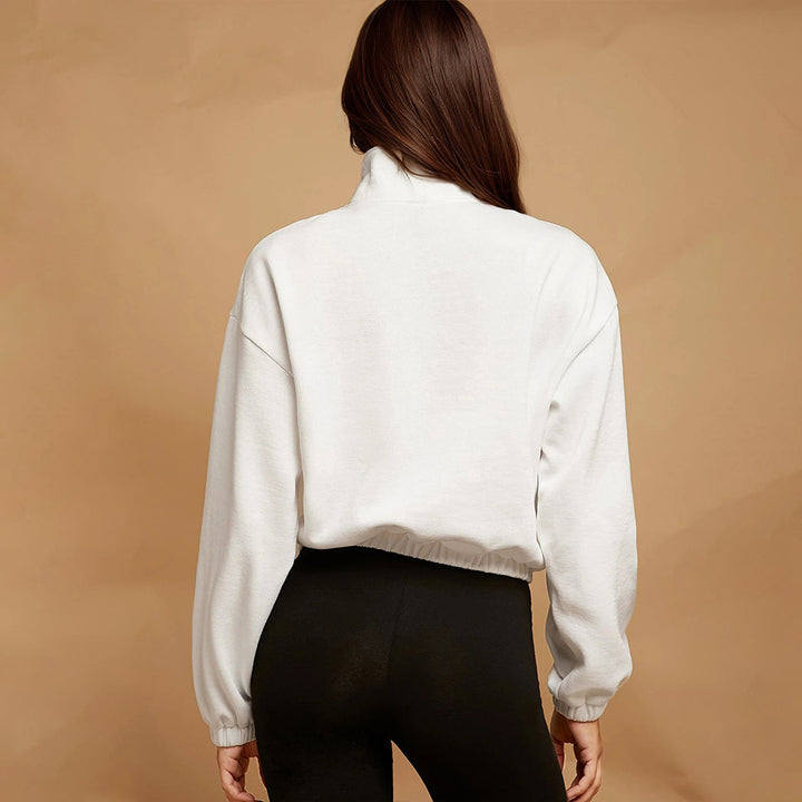 Kvinnors avslappnad zip hoodie med känguruficka och elastisk nederkant Mirla-Eva Jonsson