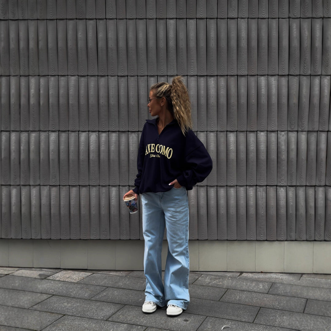 Kvinnors avslappnad zip-tröja i urban stil med logotryck Mirla-Eva Jonsson