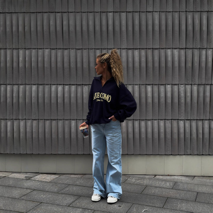 Kvinnors avslappnad zip-tröja i urban stil med logotryck Mirla-Eva Jonsson