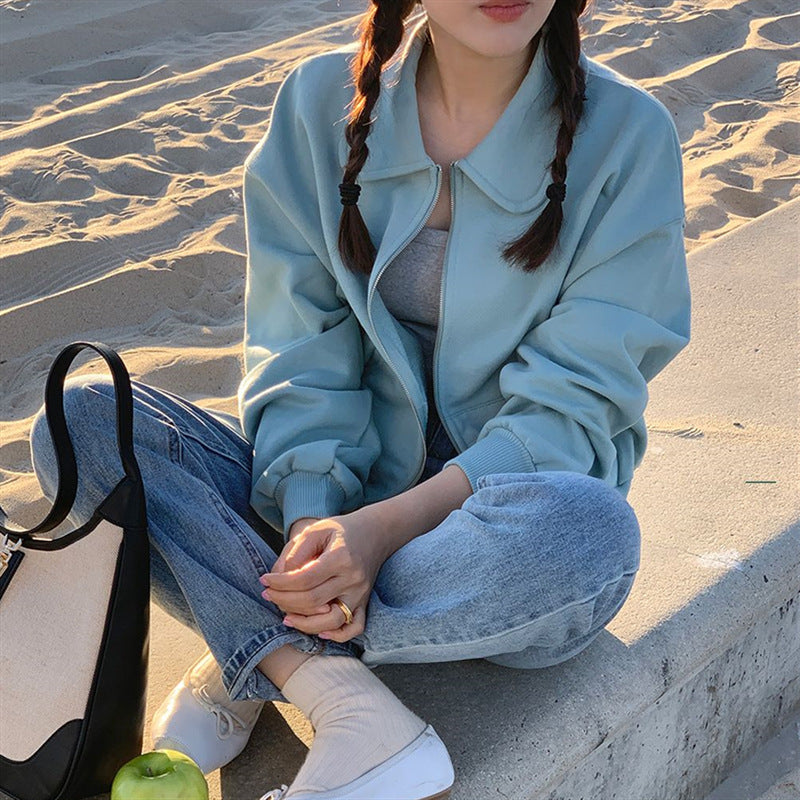 Kvinnors avslappnad zip-up sweatshirt med breda ärmar Mirla-Eva Jonsson