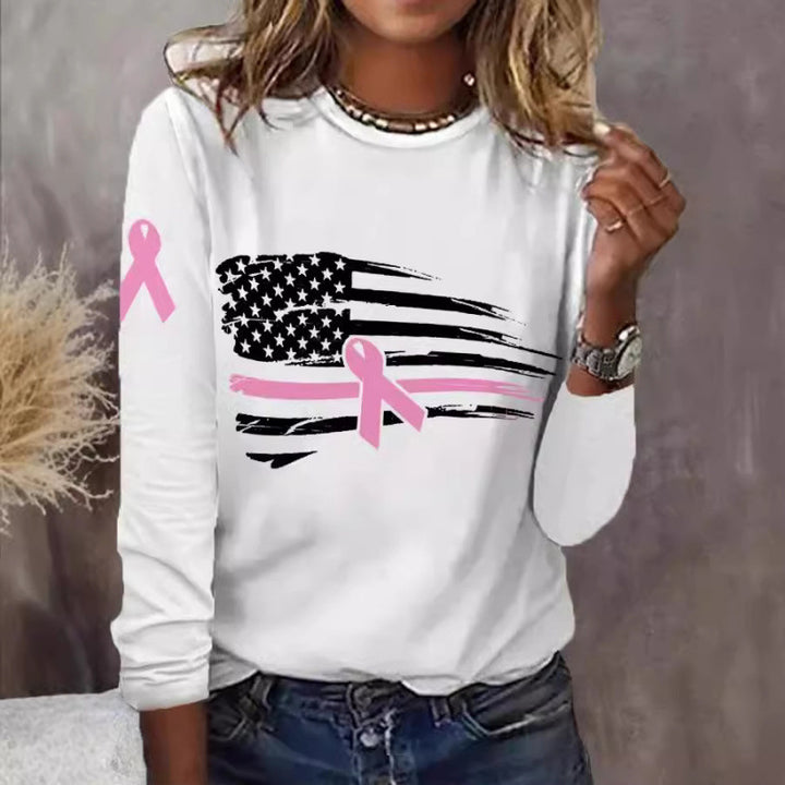 Kvinnors avslappnade T-shirt med kreativt flagg- och bågdesign Mirla-Eva Jonsson