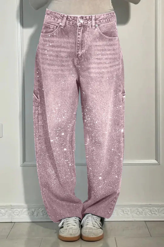 Kvinnors avslappnade baggy jeans med glittrande applikationer Mirla-Eva Jonsson