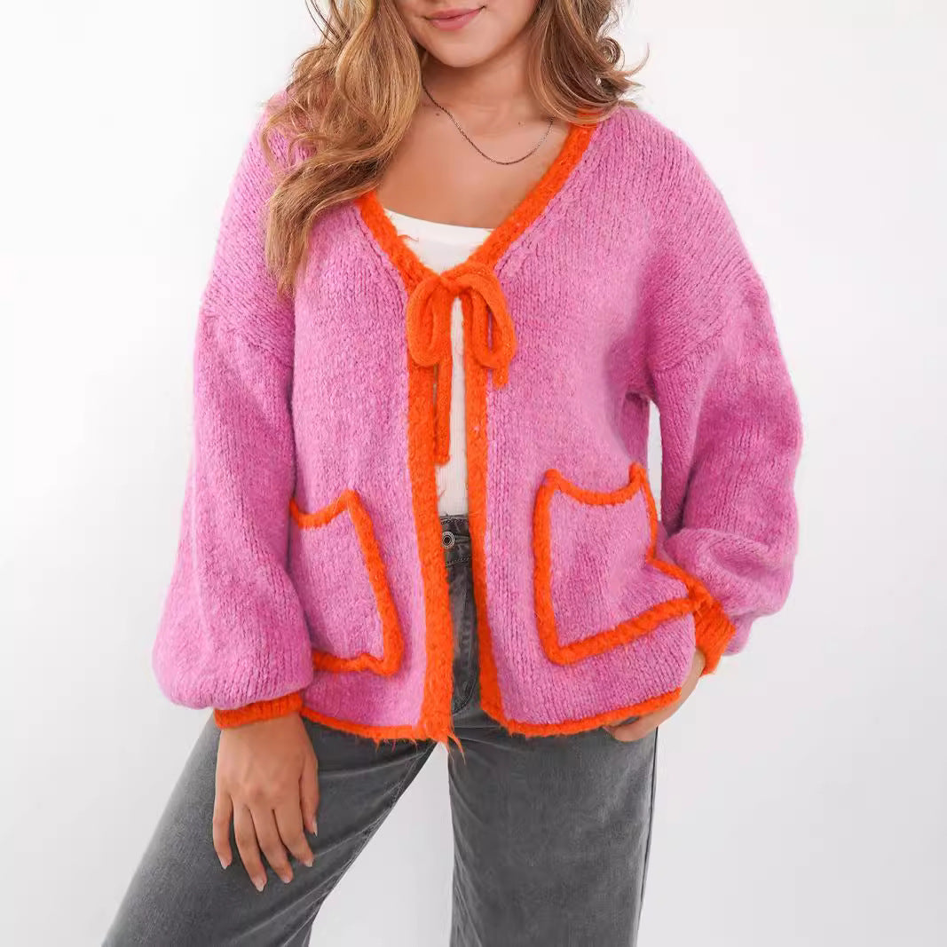 Kvinnors avslappnade cardigan med lekfull dragsko och eleganta fickor Mirla-Eva Jonsson