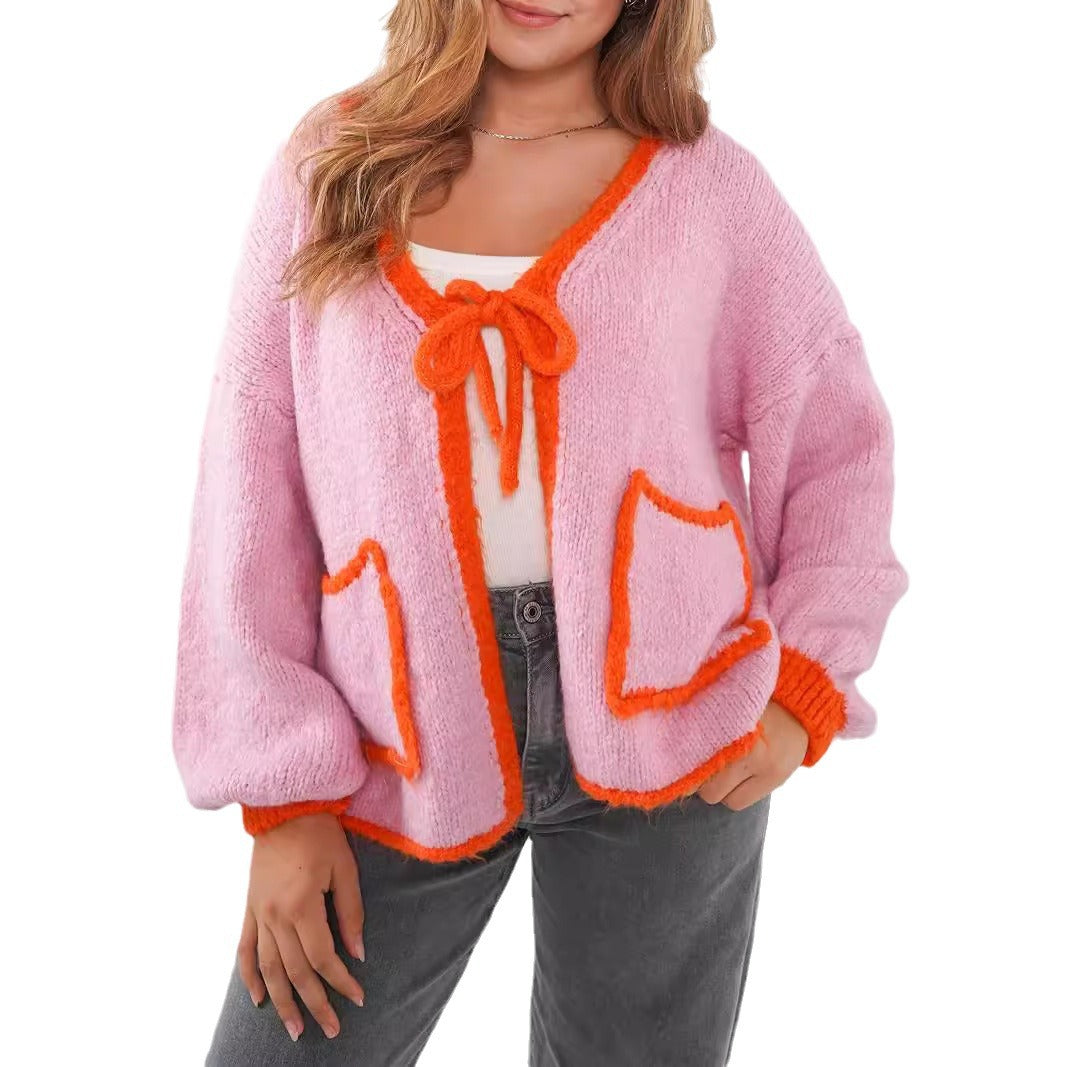 Kvinnors avslappnade cardigan med lekfull dragsko och eleganta fickor Mirla-Eva Jonsson