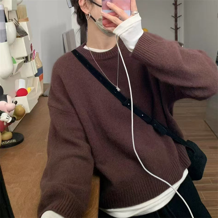 Kvinnors avslappnade chunky stickad tröja med oversized snitt och mjuka ärmar Mirla-Eva Jonsson