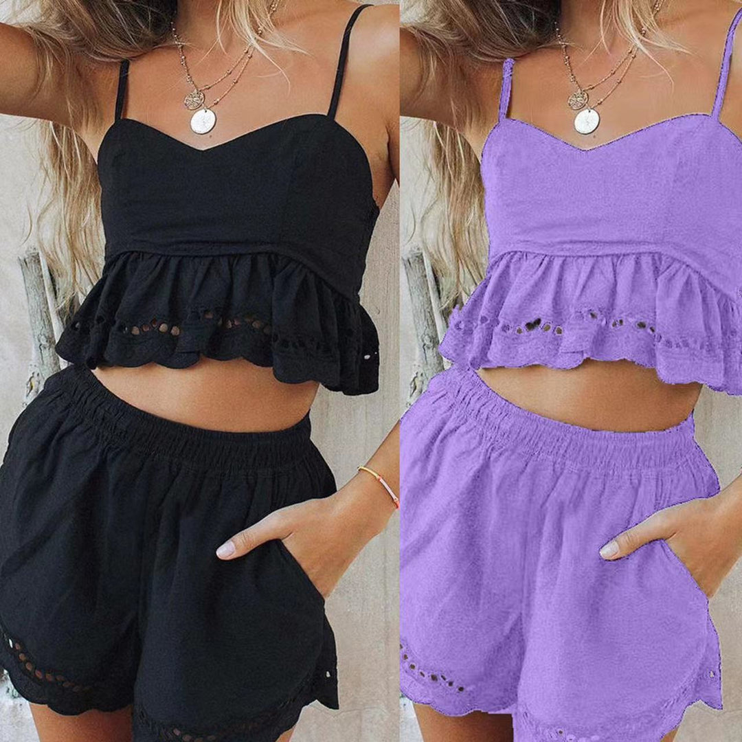 Kvinnors avslappnade crop top och shorts ensemble Mirla-Eva Jonsson