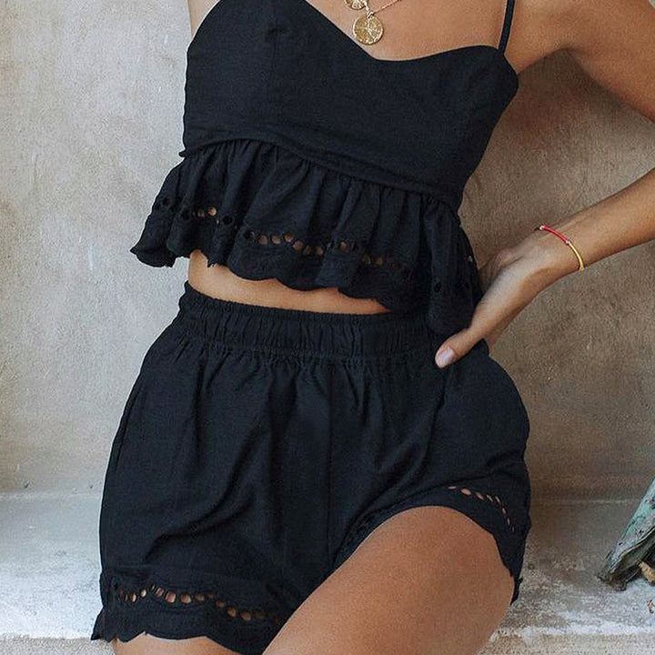 Kvinnors avslappnade crop top och shorts ensemble Mirla-Eva Jonsson
