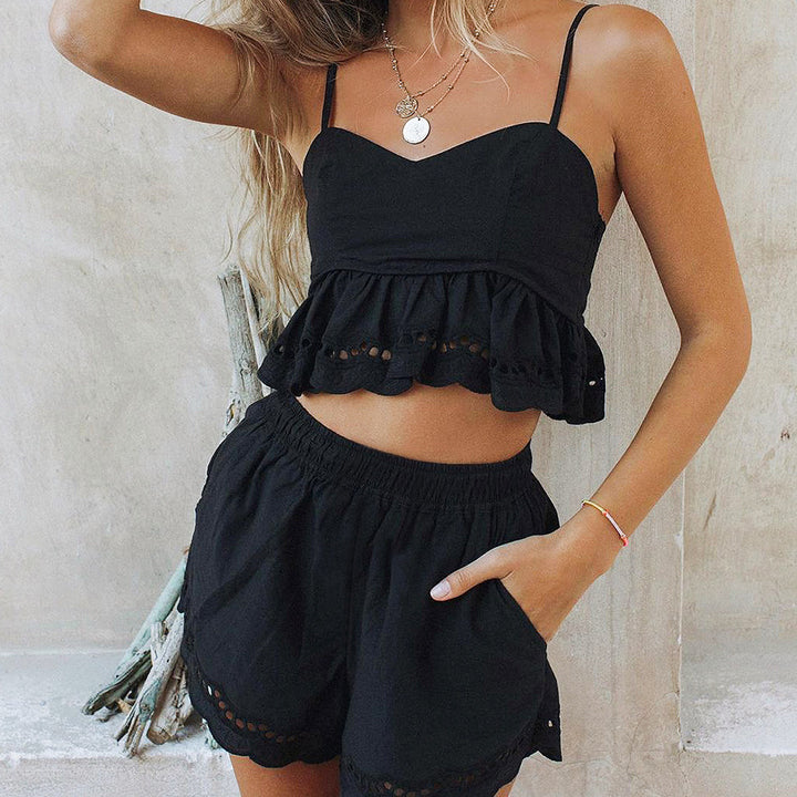 Kvinnors avslappnade crop top och shorts ensemble Mirla-Eva Jonsson