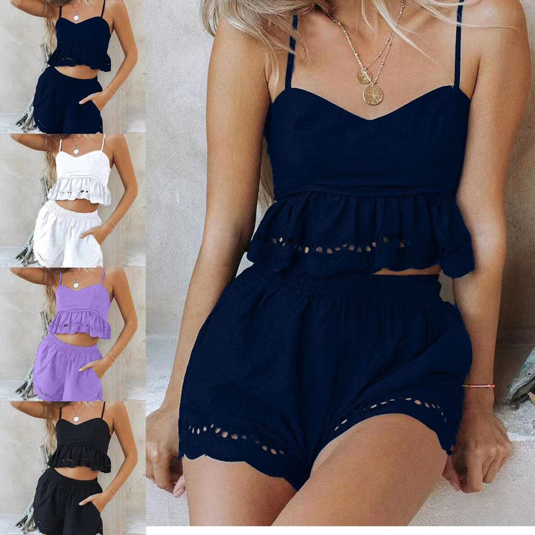 Kvinnors avslappnade crop top och shorts ensemble Mirla-Eva Jonsson