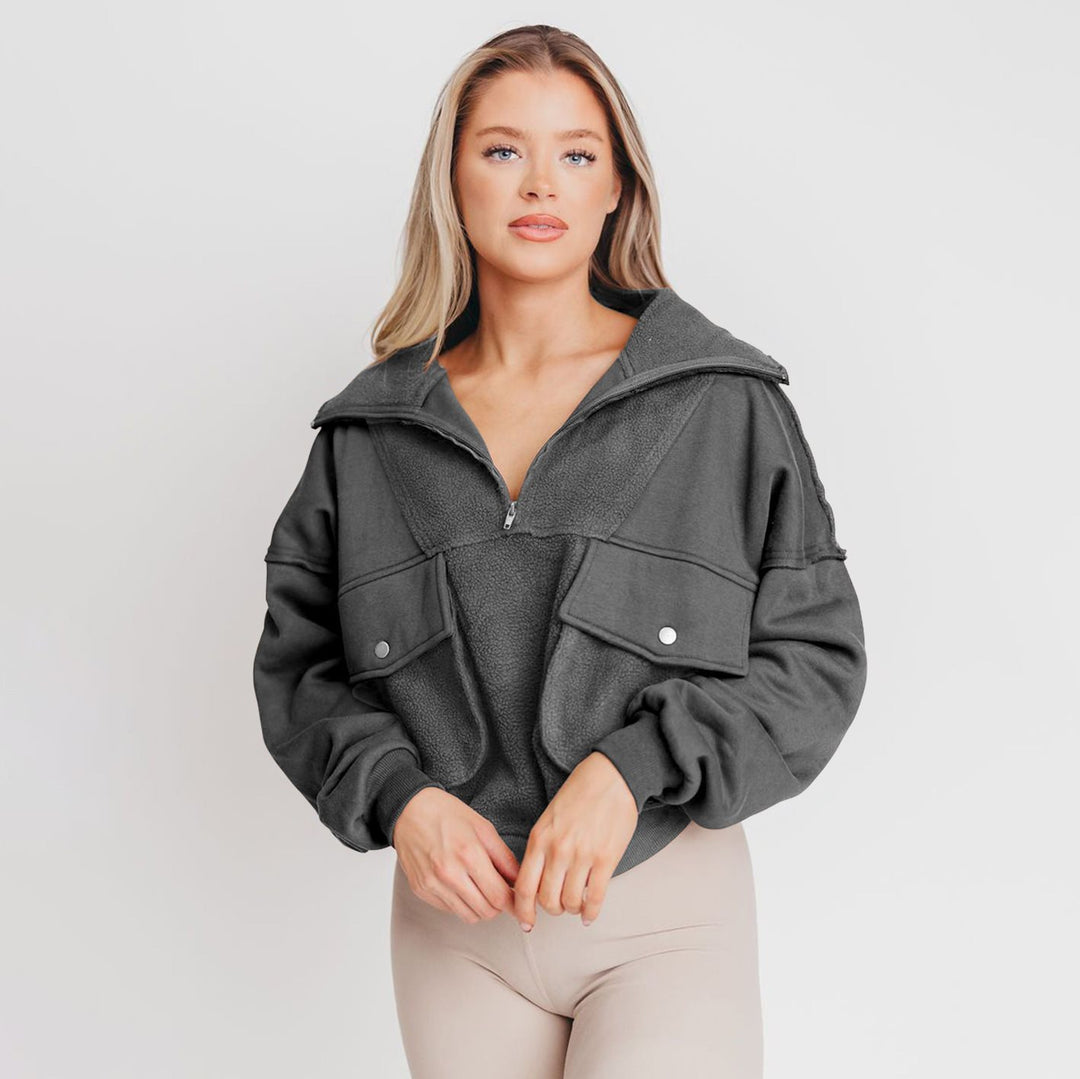 Kvinnors avslappnade fleece-pullover med praktiska fickor Mirla-Eva Jonsson