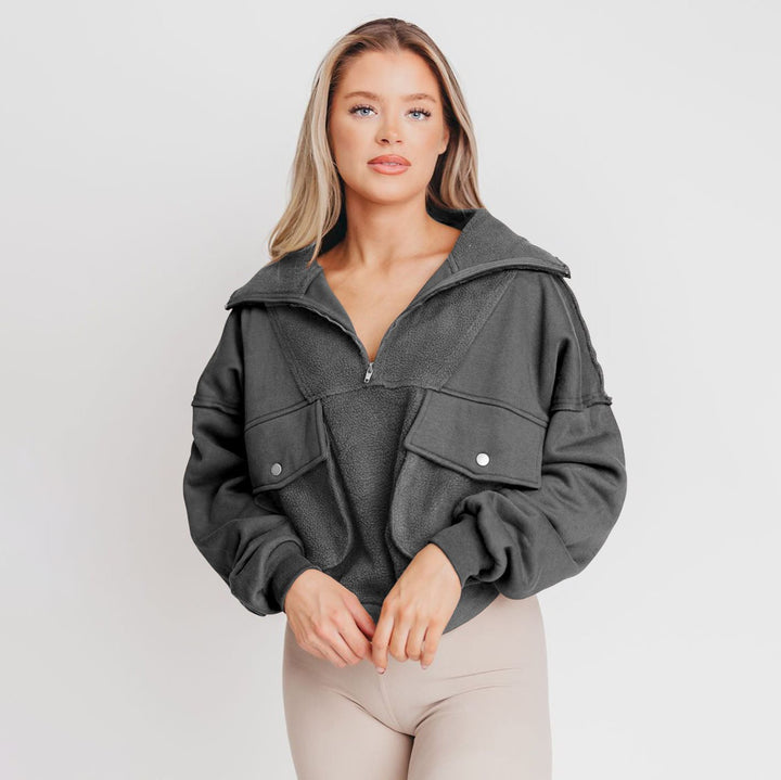 Kvinnors avslappnade fleece-pullover med praktiska fickor Mirla-Eva Jonsson