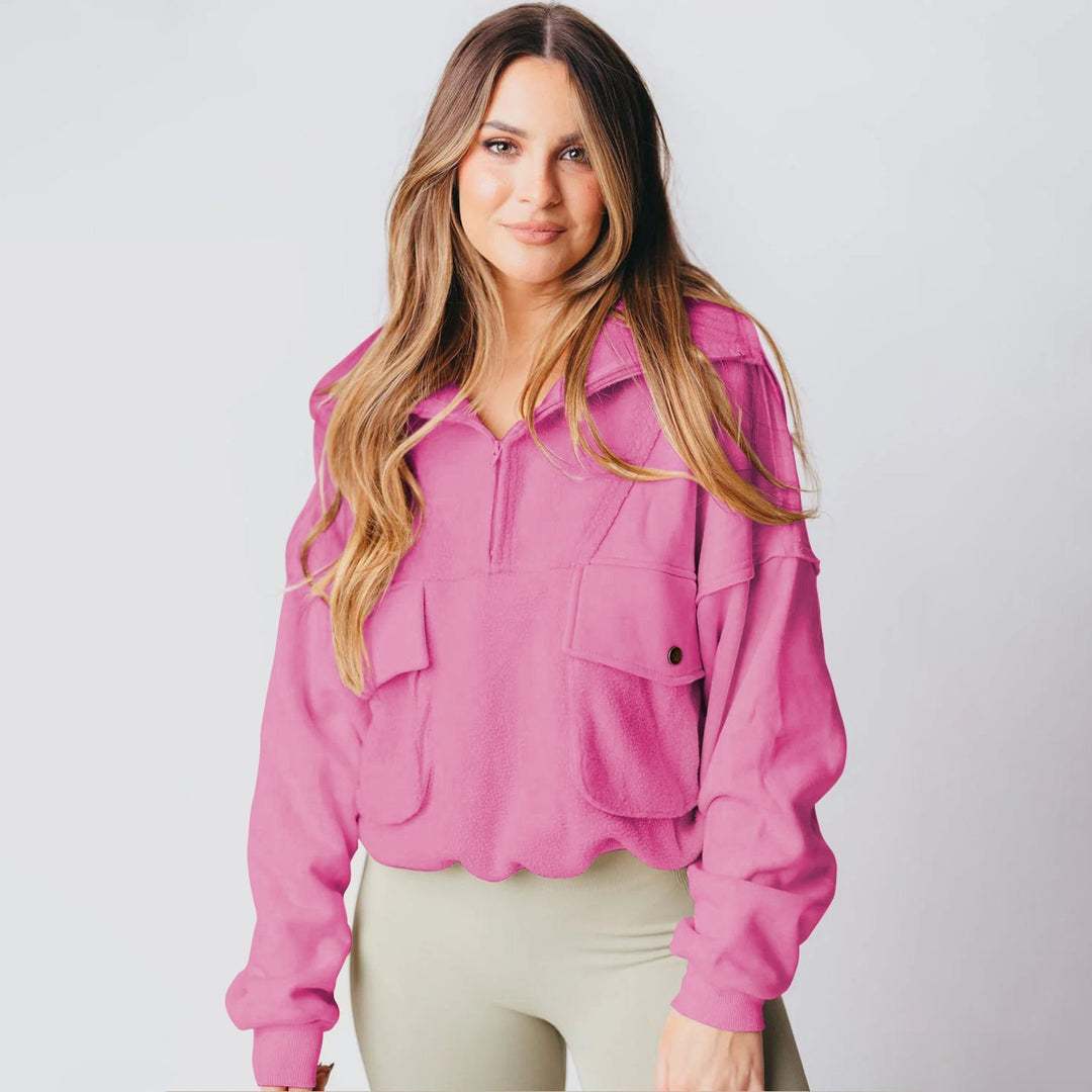 Kvinnors avslappnade fleece-pullover med praktiska fickor Mirla-Eva Jonsson