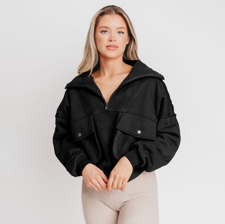 Kvinnors avslappnade fleece-pullover med praktiska fickor Mirla-Eva Jonsson