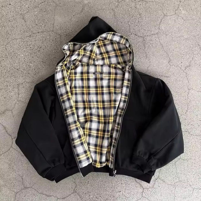 Kvinnors avslappnade hoodie jacka med rutigt foder Mirla-Eva Jonsson