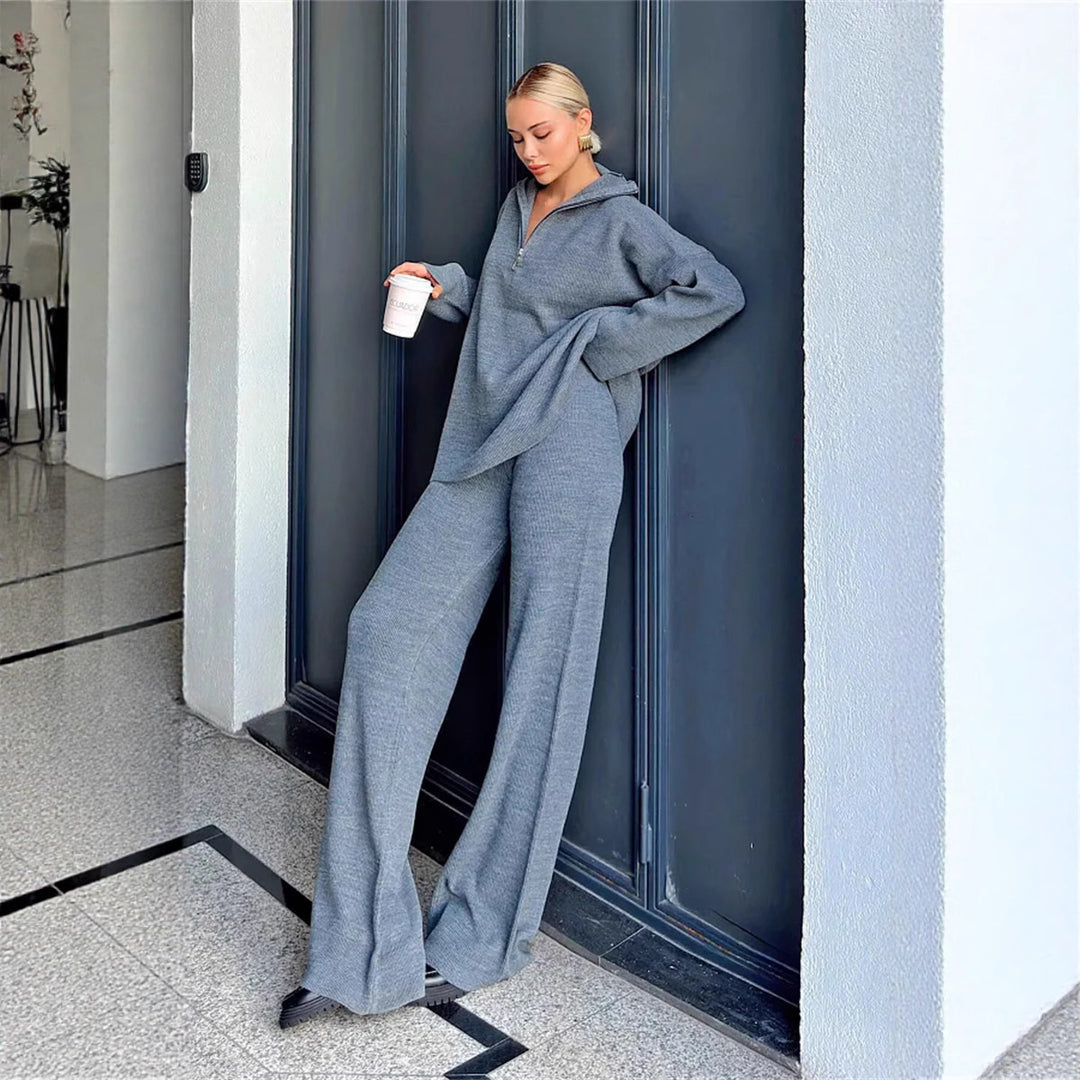 Kvinnors avslappnade hoodie och breda loungbyxor set Mirla-Eva Jonsson