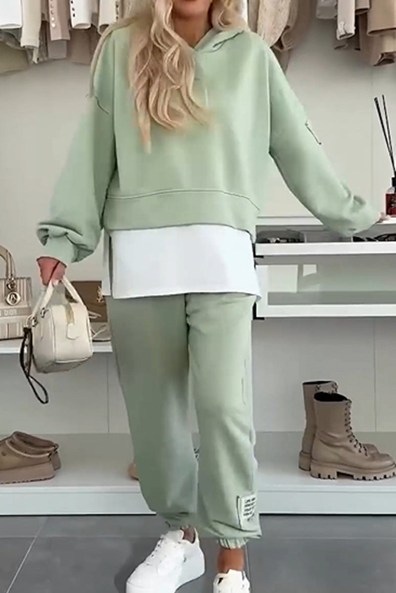 Kvinnors avslappnade hoodie-set med elastisk midja och voluminösa ärmar Mirla-Eva Jonsson