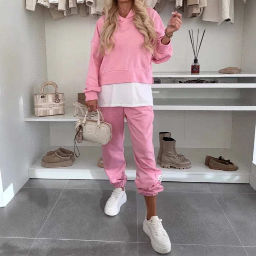 Kvinnors avslappnade hoodie-set med elastisk midja och voluminösa ärmar Mirla-Eva Jonsson