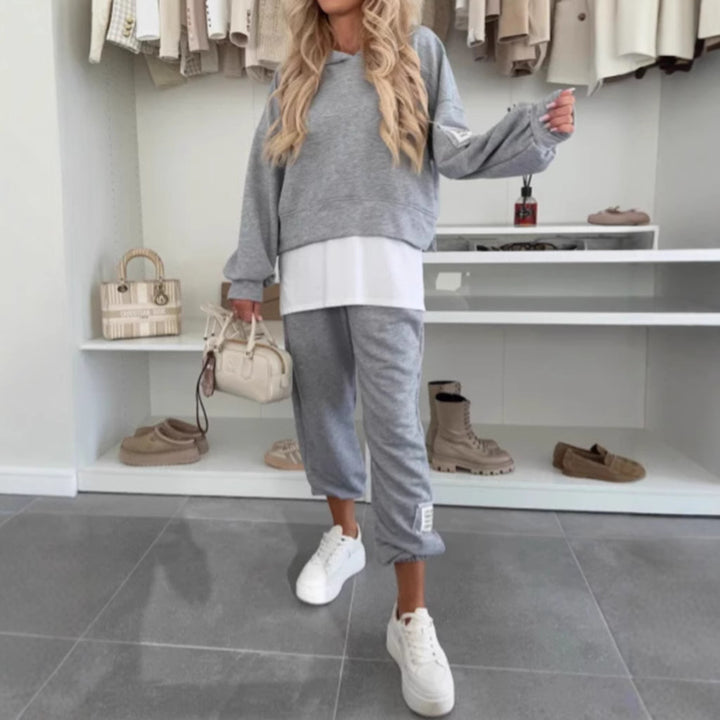 Kvinnors avslappnade hoodie-set med elastisk midja och voluminösa ärmar Mirla-Eva Jonsson