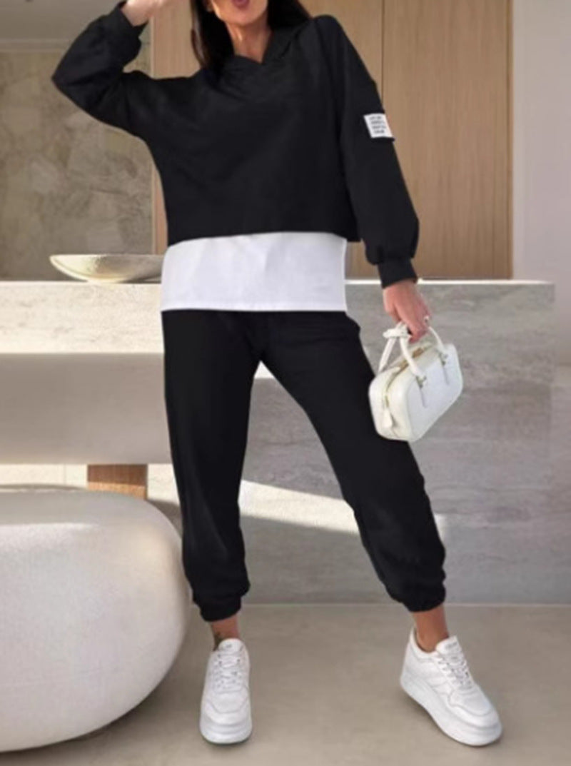 Kvinnors avslappnade hoodie-set med elastisk midja och voluminösa ärmar Mirla-Eva Jonsson