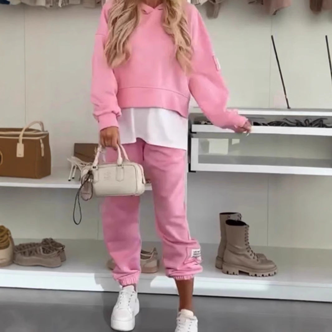 Kvinnors avslappnade hoodie-set med elastisk midja och voluminösa ärmar Mirla-Eva Jonsson