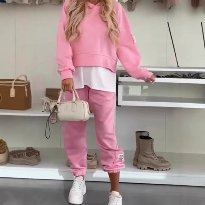 Kvinnors avslappnade hoodie-set med elastisk midja och voluminösa ärmar Mirla-Eva Jonsson