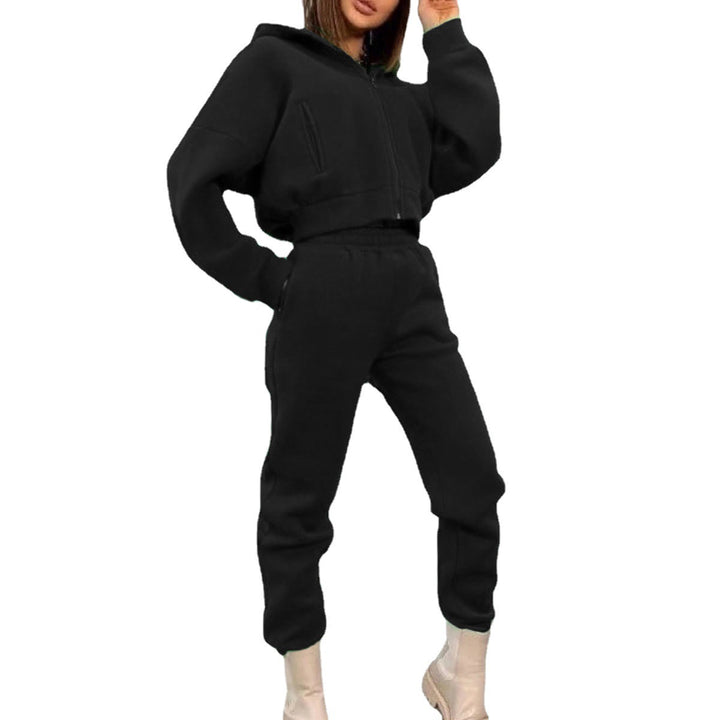 Kvinnors avslappnade hoodie-set med en medelhög skärning och elastisk midja Mirla-Eva Jonsson